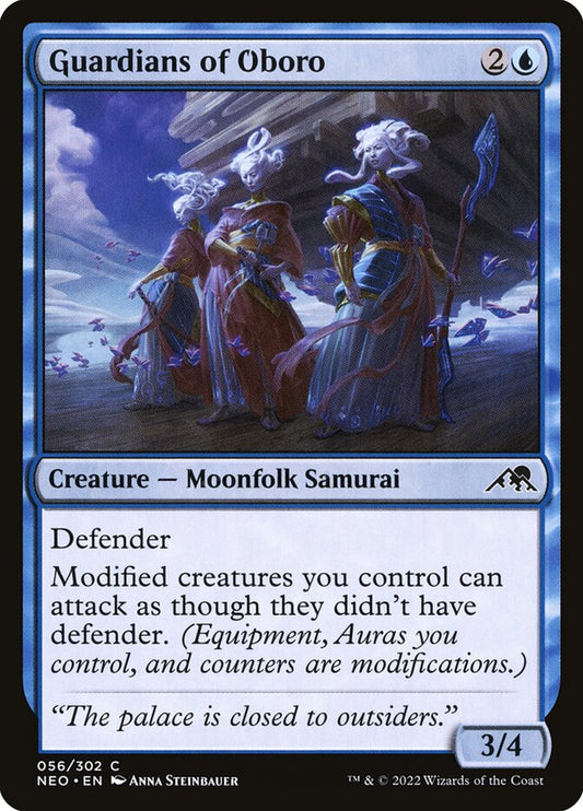 This Is An Image Of The Magic The Gathering Card Guardians of Oboro From The Set Kamigawa: Neon Dynasty - Designed By Artist Anna Steinbauer