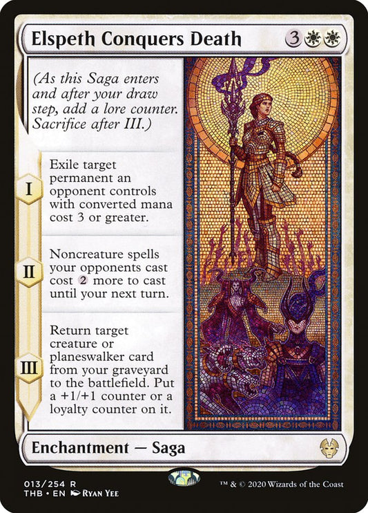 This Is An Image Of The Magic The Gathering Card Elspeth Conquers Death From The Set Theros Beyond Death - Designed By Artist Ryan Yee