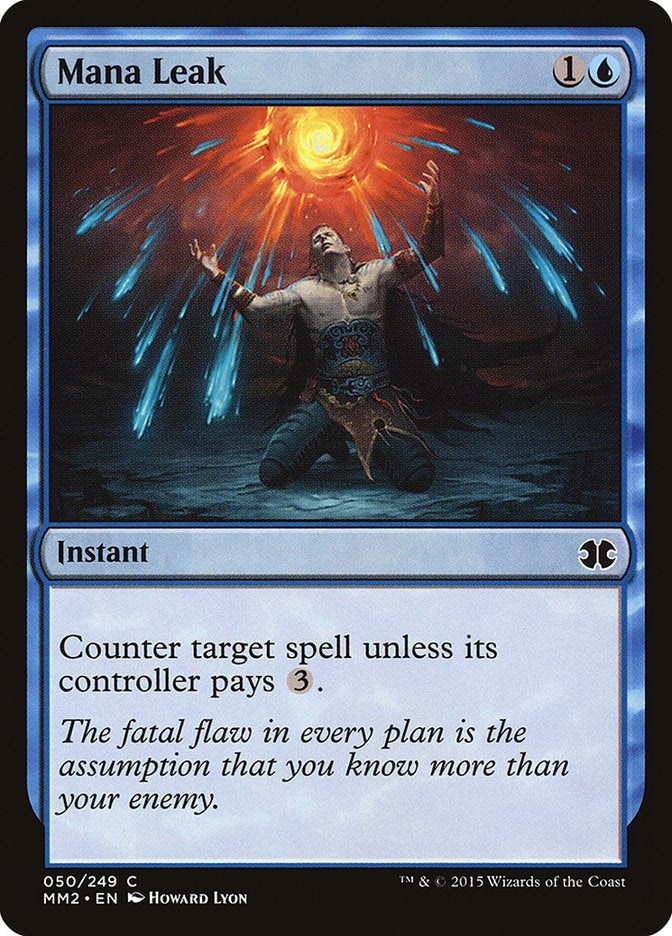 This Is An Image Of The Magic The Gathering Card Mana Leak From The Set Double Masters 2022 - Designed By Artist Howard Lyon