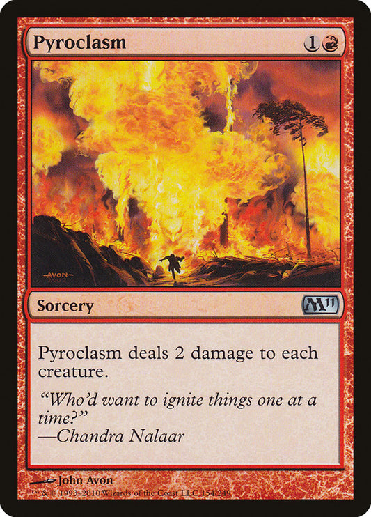 This Is An Image Of The Magic The Gathering Card Pyroclasm From The Set Duskmourn: House of Horror - Designed By Artist Néstor Ossandón Leal