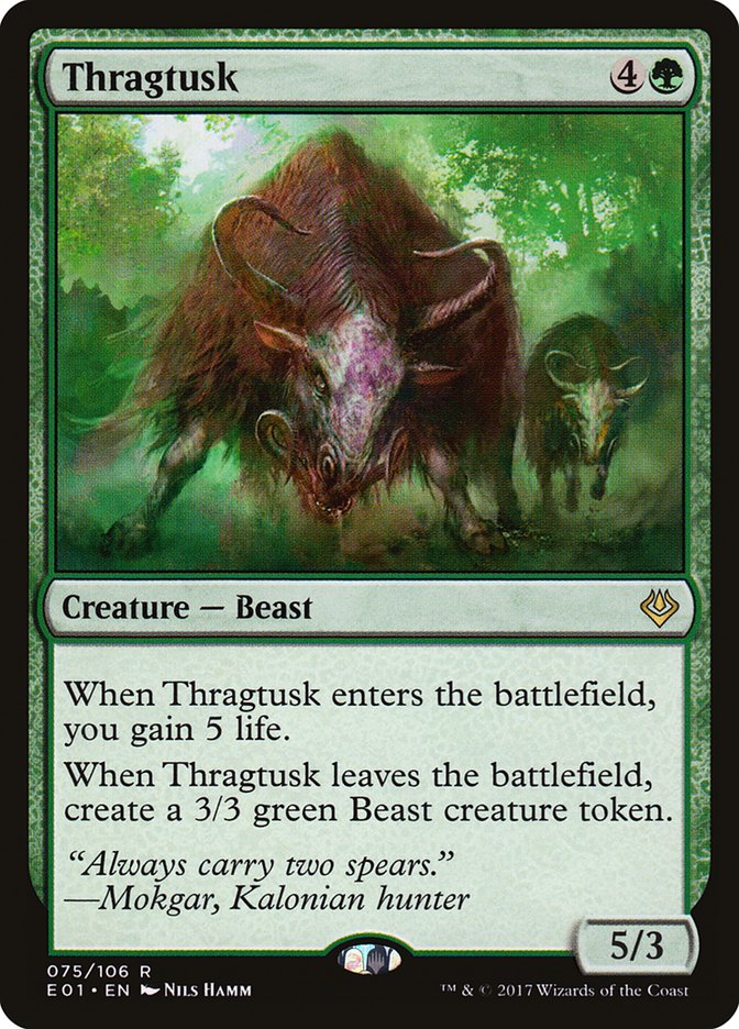 This Is An Image Of The Magic The Gathering Card Thragtusk From The Set New Capenna Commander - Designed By Artist Nils Hamm