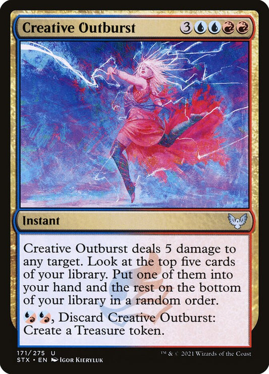 This Is An Image Of The Magic The Gathering Card Creative Outburst From The Set Strixhaven: School of Mages - Designed By Artist Igor Kieryluk