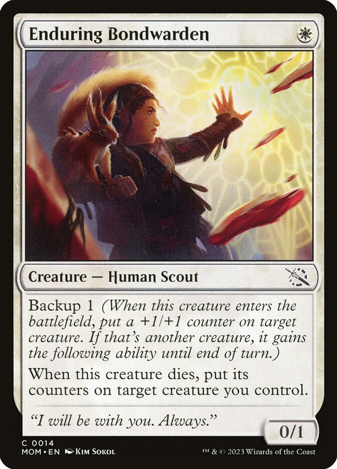 This Is An Image Of The Magic The Gathering Card Enduring Bondwarden From The Set March of the Machine - Designed By Artist Kim Sokol