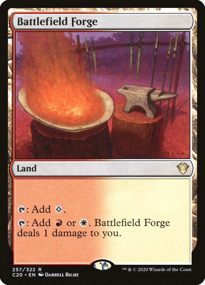 This Is An Image Of The Magic The Gathering Card Battlefield Forge From The Set Tarkir: Dragonstorm Commander - Designed By Artist Thomas Stoop