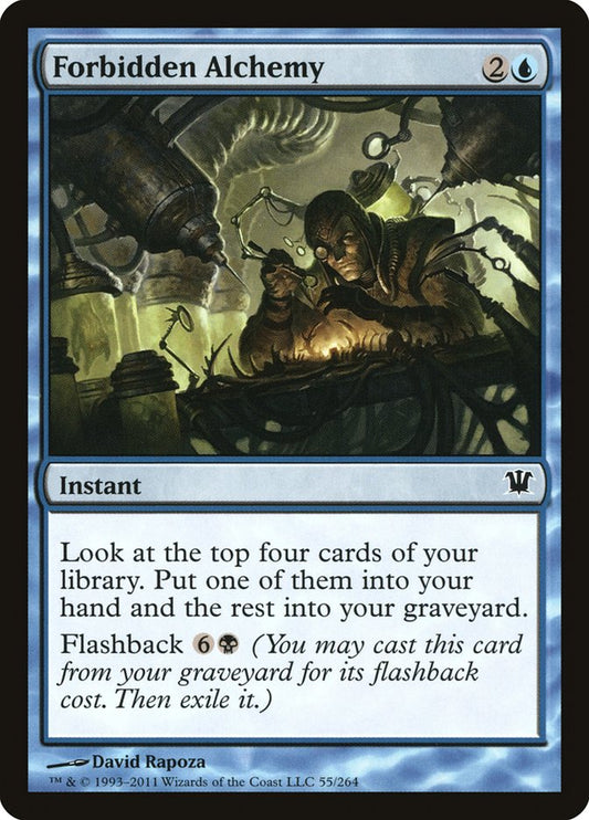 This Is An Image Of The Magic The Gathering Card Forbidden Alchemy From The Set Tarkir: Dragonstorm Commander - Designed By Artist David Rapoza
