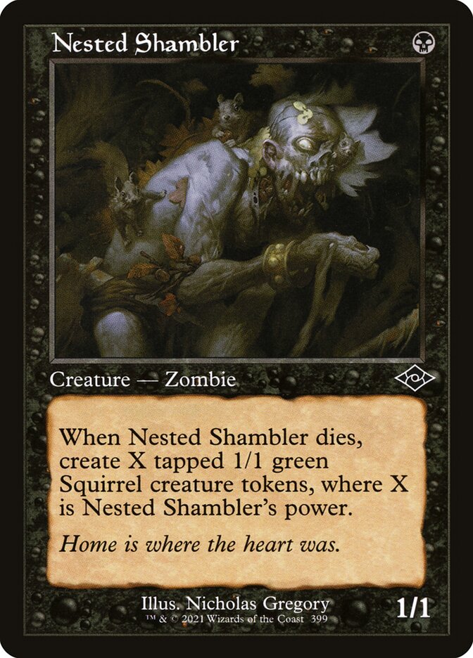 This Is An Image Of The Magic The Gathering Card Nested Shambler From The Set Modern Horizons 2 - Designed By Artist Nicholas Gregory