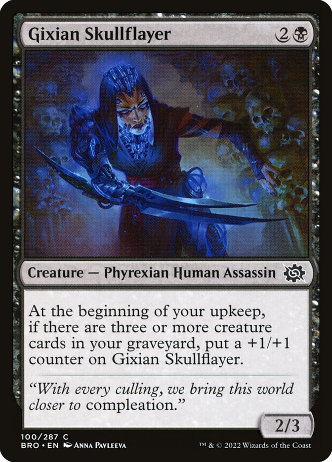 This Is An Image Of The Magic The Gathering Card Gixian Skullflayer From The Set The Brothers' War - Designed By Artist Anna Pavleeva