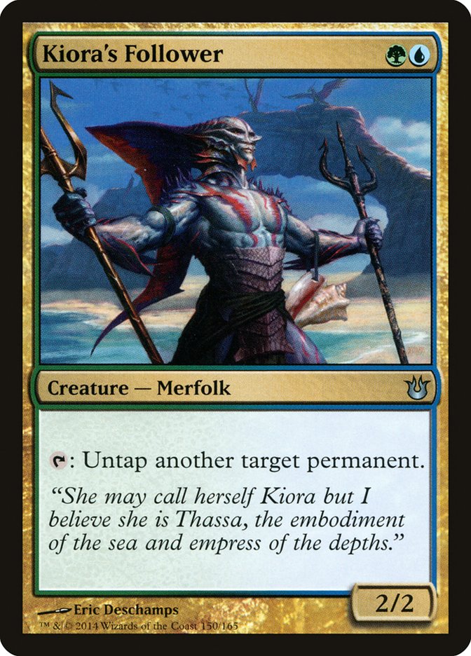This Is An Image Of The Magic The Gathering Card Kiora's Follower From The Set The Lost Caverns of Ixalan Commander - Designed By Artist Eric Deschamps