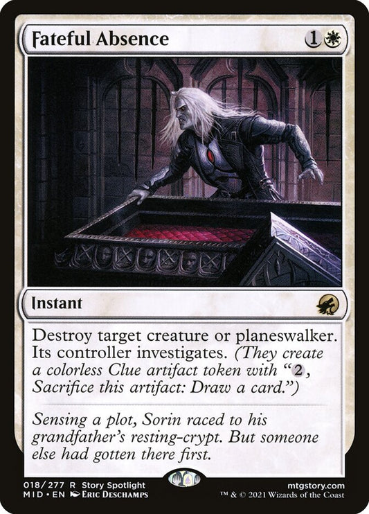 This Is An Image Of The Magic The Gathering Card Fateful Absence From The Set Innistrad: Midnight Hunt - Designed By Artist Eric Deschamps