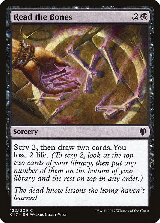 This Is An Image Of The Magic The Gathering Card Read the Bones From The Set Duskmourn: House of Horror Commander - Designed By Artist Lars Grant-West