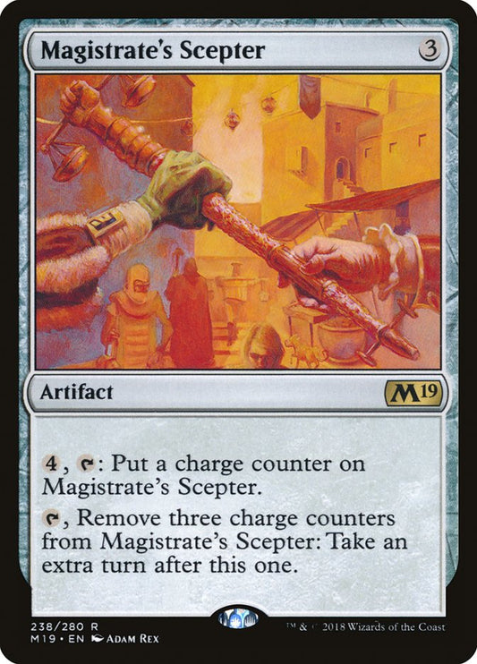 This Is An Image Of The Magic The Gathering Card Magistrate's Scepter From The Set Core Set 2019 - Designed By Artist Adam Rex