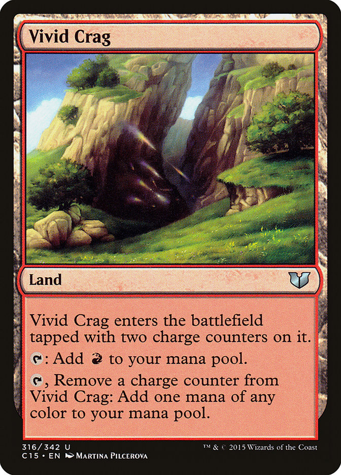 This Is An Image Of The Magic The Gathering Card Vivid Crag From The Set Commander Anthology Volume II - Designed By Artist Martina Pilcerova