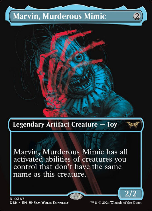 This Is An Image Of The Magic The Gathering Card Marvin, Murderous Mimic From The Set Duskmourn: House of Horror - Designed By Artist Mirko Failoni