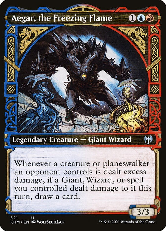 This Is An Image Of The Magic The Gathering Card Aegar, the Freezing Flame From The Set Kaldheim - Designed By Artist Chris Rahn