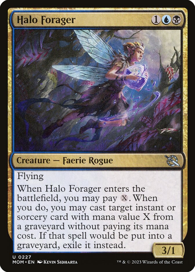 This Is An Image Of The Magic The Gathering Card Halo Forager From The Set March of the Machine - Designed By Artist Kevin Sidharta