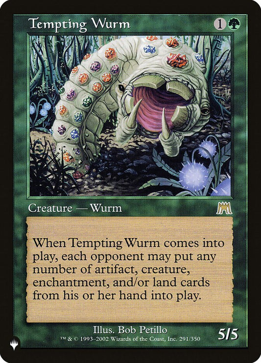 This Is An Image Of The Magic The Gathering Card Tempting Wurm From The Set Onslaught - Designed By Artist Bob Petillo