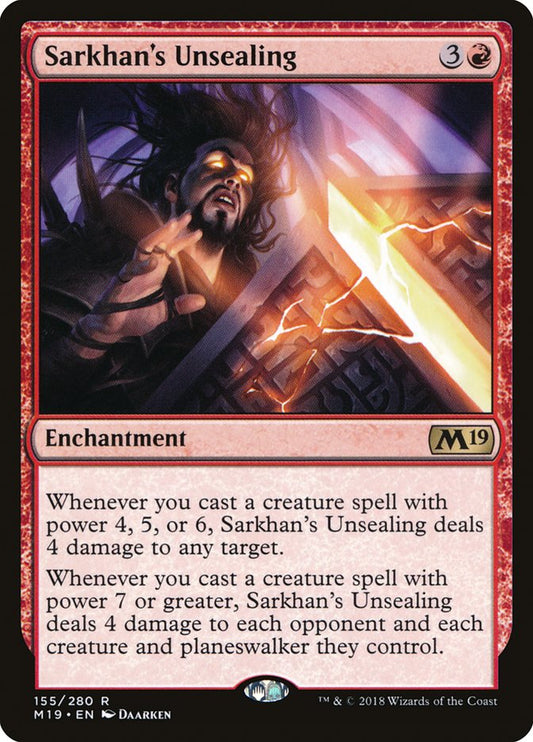 This Is An Image Of The Magic The Gathering Card Sarkhan's Unsealing From The Set Jumpstart - Designed By Artist Daarken