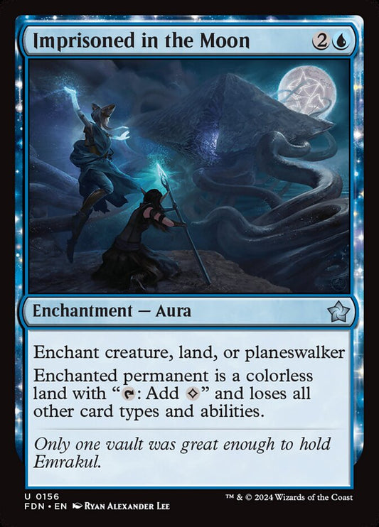 This Is An Image Of The Magic The Gathering Card Imprisoned in the Moon From The Set Innistrad Remastered - Designed By Artist Ryan Alexander Lee