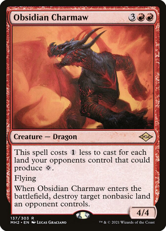 This Is An Image Of The Magic The Gathering Card Obsidian Charmaw From The Set Modern Horizons 2 - Designed By Artist Lucas Graciano