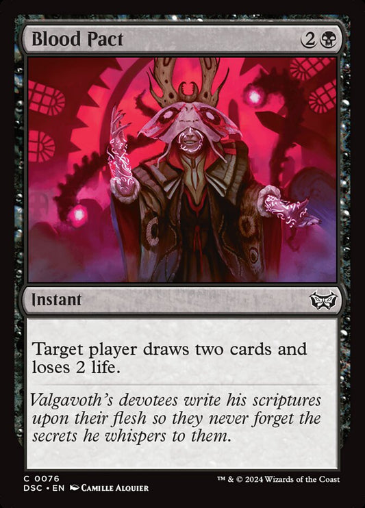 This Is An Image Of The Magic The Gathering Card Blood Pact From The Set Duskmourn: House of Horror Commander - Designed By Artist Camille Alquier