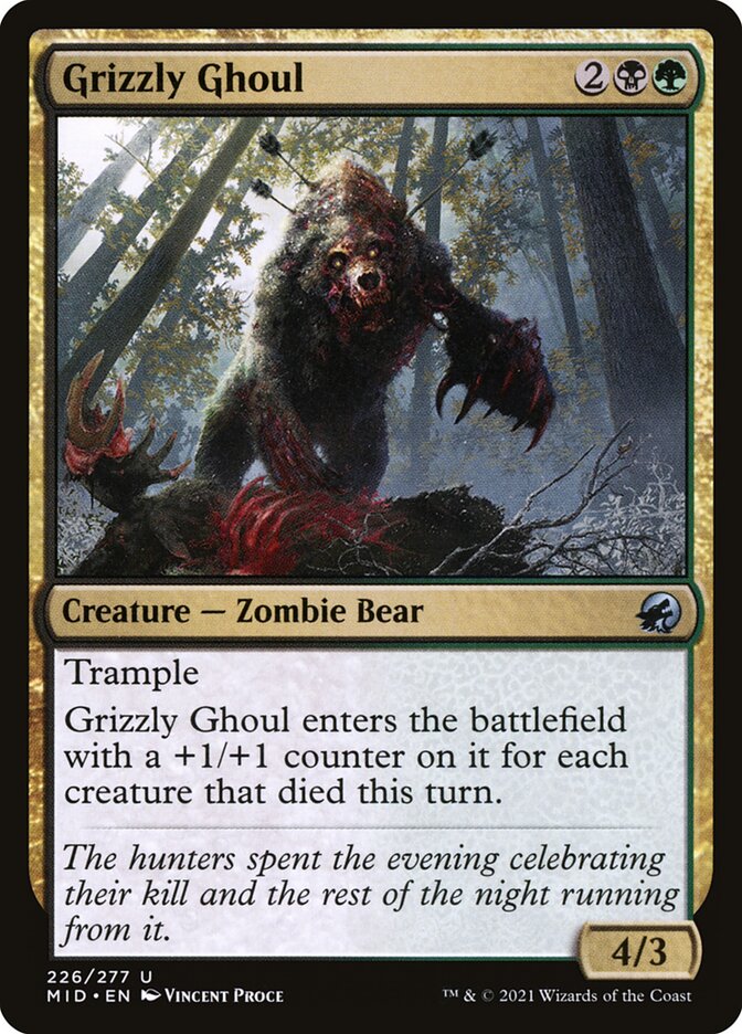 This Is An Image Of The Magic The Gathering Card Grizzly Ghoul From The Set Innistrad Remastered - Designed By Artist Vincent Proce