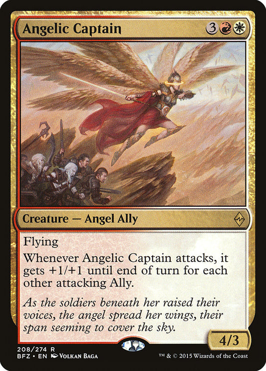 This Is An Image Of The Magic The Gathering Card Angelic Captain From The Set Battle for Zendikar - Designed By Artist Volkan Baǵa