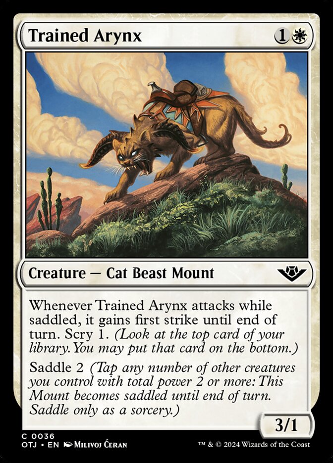This Is An Image Of The Magic The Gathering Card Trained Arynx From The Set Outlaws of Thunder Junction - Designed By Artist Milivoj Ćeran