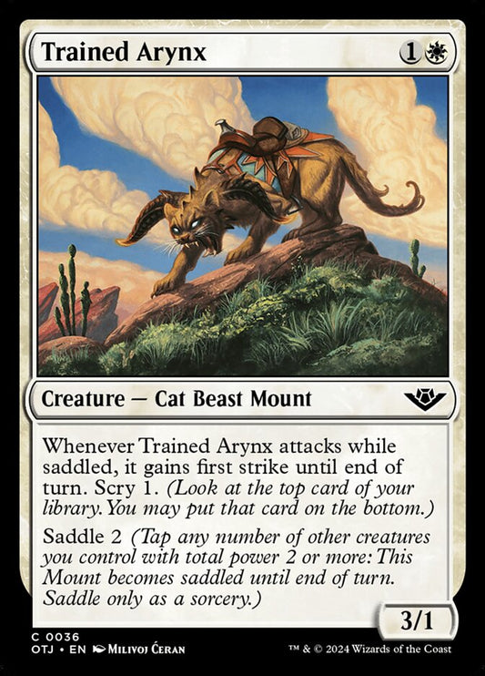 This Is An Image Of The Magic The Gathering Card Trained Arynx From The Set Outlaws of Thunder Junction - Designed By Artist Milivoj Ćeran