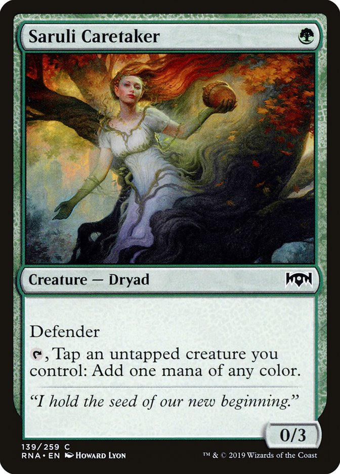 This Is An Image Of The Magic The Gathering Card Saruli Caretaker From The Set Ravnica Allegiance - Designed By Artist Howard Lyon