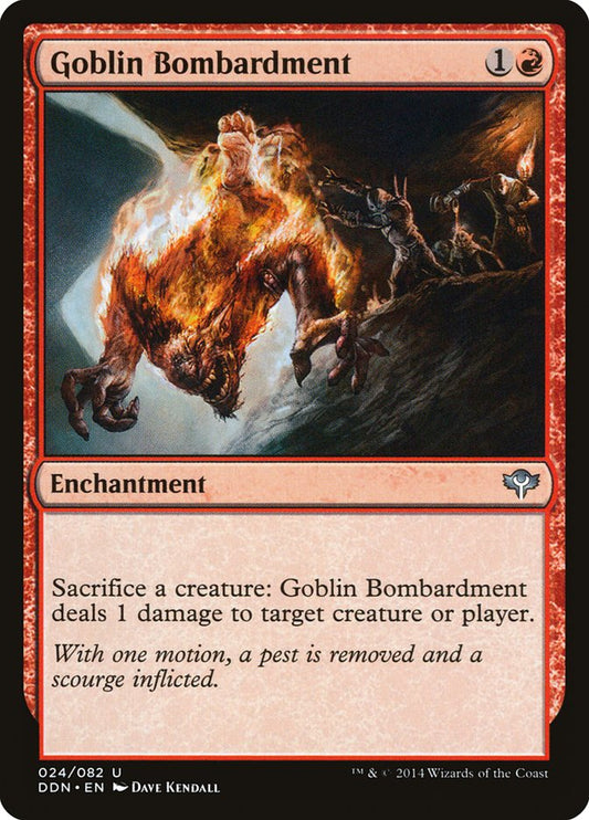 This Is An Image Of The Magic The Gathering Card Goblin Bombardment From The Set Modern Horizons 2 - Designed By Artist Dave Kendall
