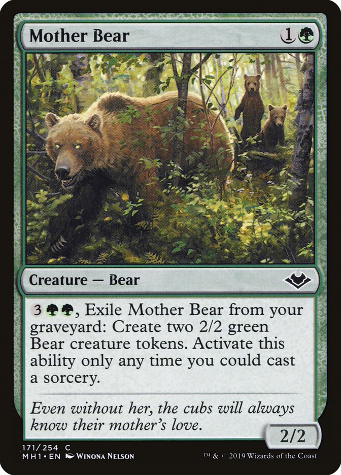 This Is An Image Of The Magic The Gathering Card Mother Bear From The Set Modern Horizons - Designed By Artist Winona Nelson