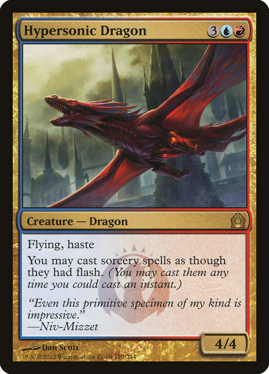 This Is An Image Of The Magic The Gathering Card Hypersonic Dragon From The Set Ravnica: Clue Edition - Designed By Artist Dan Murayama Scott
