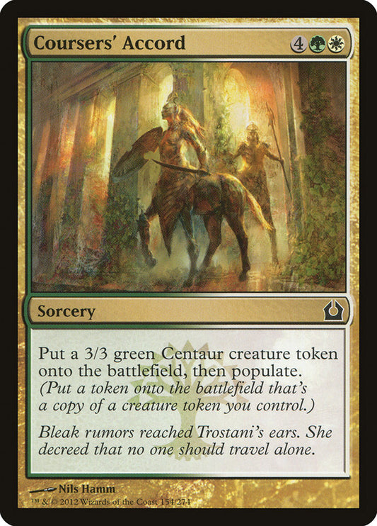 This Is An Image Of The Magic The Gathering Card Coursers' Accord From The Set Return to Ravnica - Designed By Artist Nils Hamm