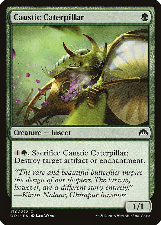 This Is An Image Of The Magic The Gathering Card Caustic Caterpillar From The Set Magic Origins - Designed By Artist Jack Wang