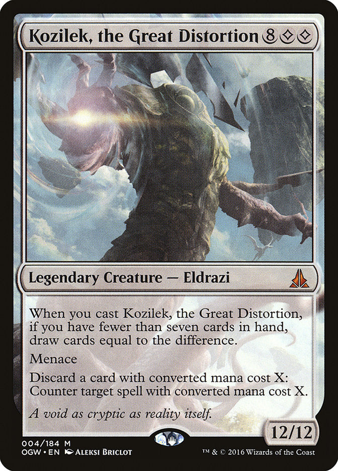 This Is An Image Of The Magic The Gathering Card Kozilek, the Great Distortion From The Set Commander Masters - Designed By Artist Aleksi Briclot