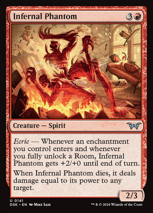 This Is An Image Of The Magic The Gathering Card Infernal Phantom From The Set Duskmourn: House of Horror - Designed By Artist Mike Sass