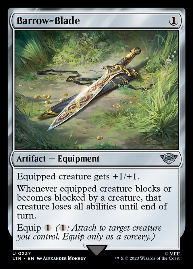 This Is An Image Of The Magic The Gathering Card Barrow-Blade From The Set The Lord of the Rings: Tales of Middle-earth - Designed By Artist Alexander Mokhov