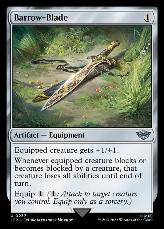 This Is An Image Of The Magic The Gathering Card Barrow-Blade From The Set The Lord of the Rings: Tales of Middle-earth - Designed By Artist Alexander Mokhov