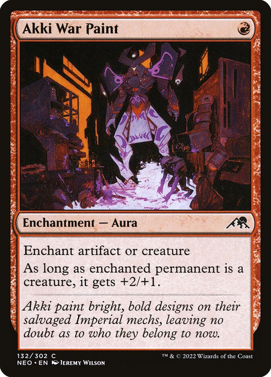 This Is An Image Of The Magic The Gathering Card Akki War Paint From The Set Kamigawa: Neon Dynasty - Designed By Artist Jeremy Wilson