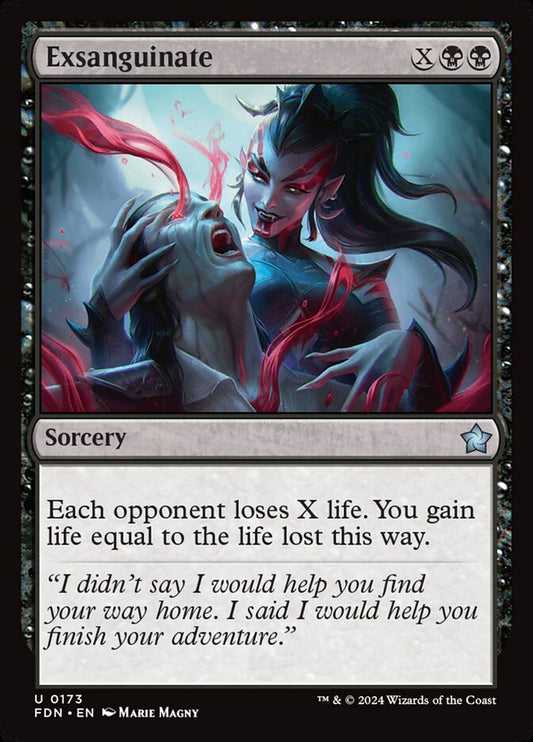 This Is An Image Of The Magic The Gathering Card Exsanguinate From The Set Foundations - Designed By Artist Marie Magny
