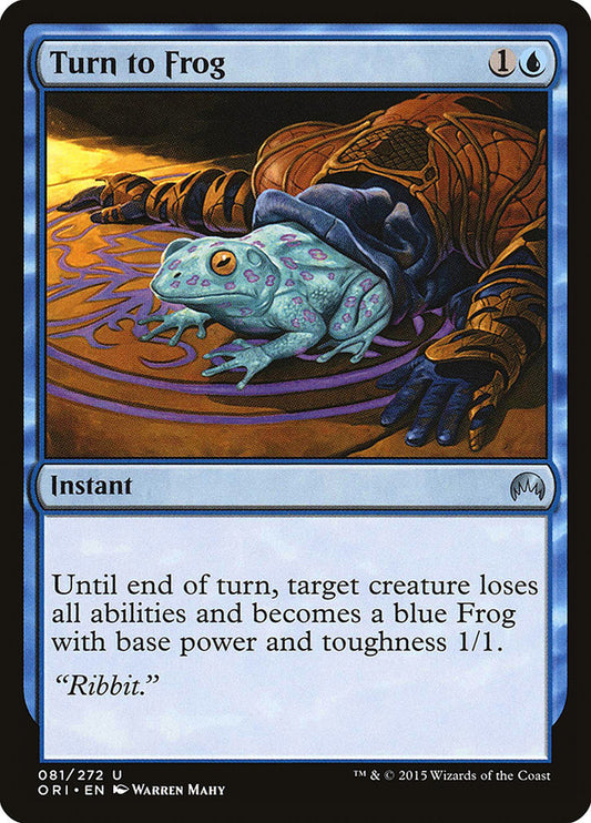 This Is An Image Of The Magic The Gathering Card Turn to Frog From The Set Ravnica: Clue Edition - Designed By Artist Warren Mahy