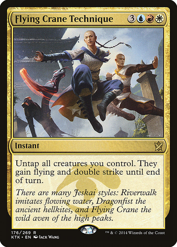 This Is An Image Of The Magic The Gathering Card Flying Crane Technique From The Set Khans of Tarkir - Designed By Artist Jack Wang
