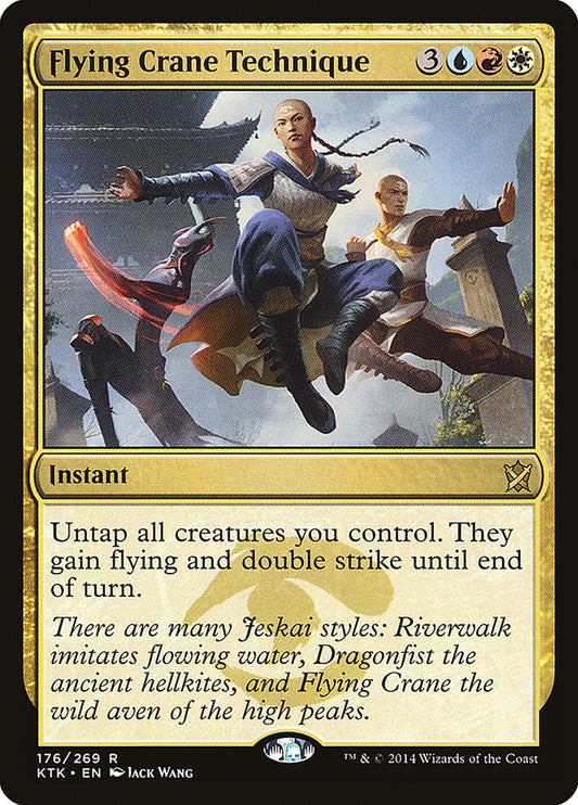 This Is An Image Of The Magic The Gathering Card Flying Crane Technique From The Set Khans of Tarkir - Designed By Artist Jack Wang