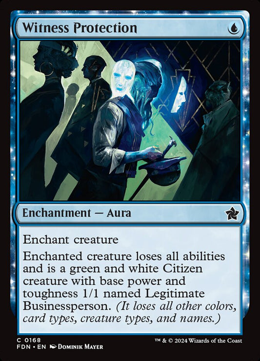 This Is An Image Of The Magic The Gathering Card Witness Protection From The Set Foundations - Designed By Artist Dominik Mayer