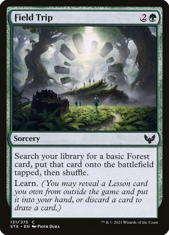 This Is An Image Of The Magic The Gathering Card Field Trip From The Set Strixhaven: School of Mages - Designed By Artist Piotr Dura