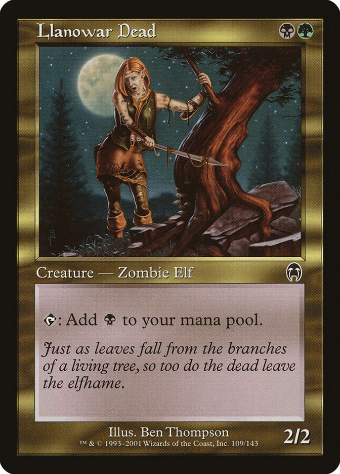 This Is An Image Of The Magic The Gathering Card Llanowar Dead From The Set Apocalypse - Designed By Artist Ben Thompson