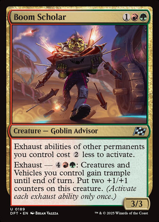 This Is An Image Of The Magic The Gathering Card Boom Scholar From The Set Aetherdrift - Designed By Artist Brian Valeza
