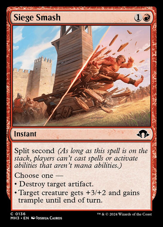 This Is An Image Of The Magic The Gathering Card Siege Smash From The Set Modern Horizons 3 - Designed By Artist Joshua Cairos