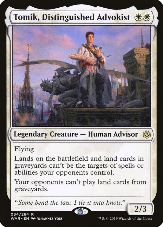 This Is An Image Of The Magic The Gathering Card Tomik, Distinguished Advokist From The Set Ravnica Remastered - Designed By Artist Johannes Voss