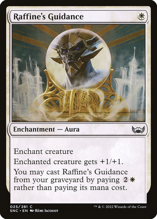 This Is An Image Of The Magic The Gathering Card Raffine's Guidance From The Set Streets of New Capenna - Designed By Artist Rémi Jacquot